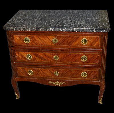 Fine, French, Louis XV-XVI Transition period parquetry commode