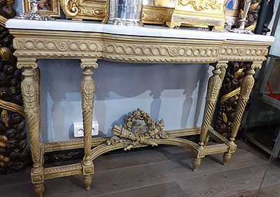Fine, French, Louis XVI style crème painted console table