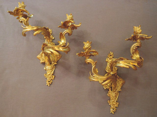 Pair of very fine, French, Louis XV style sconces