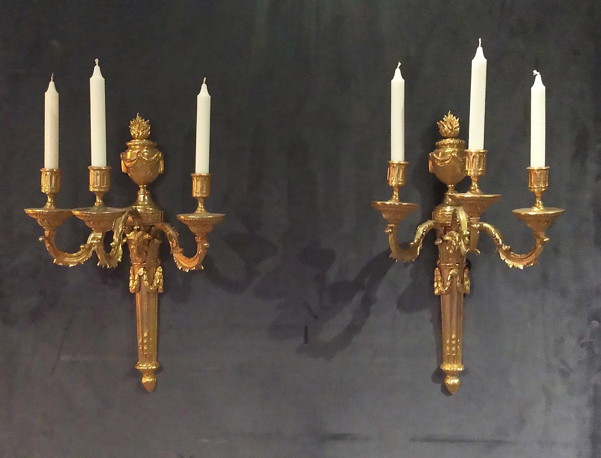 Pair of very fine, French, Louis XVI period sconces