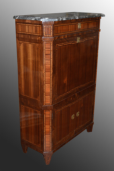 French, Louis XVI period, marquetry-inlaid secretaire abattant