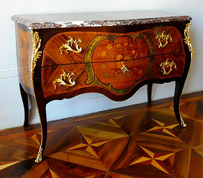 French, Louis XV period, floral marquetry inlaid commode
