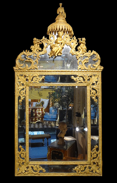 French, Louis XIV period giltwood mirror
