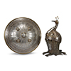 Quajar Silver and Gold-Overlaid Steel Helmet (Dahl) and Matching Shield (Khula Khud)