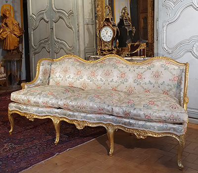 French, Louis XV period, giltwood canape