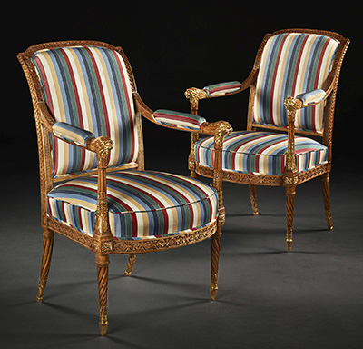 Pair of exceptional Louis XVI period fauteuils
