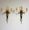 Pair of Restauration period gilt-bronze and patinated bronze sconces