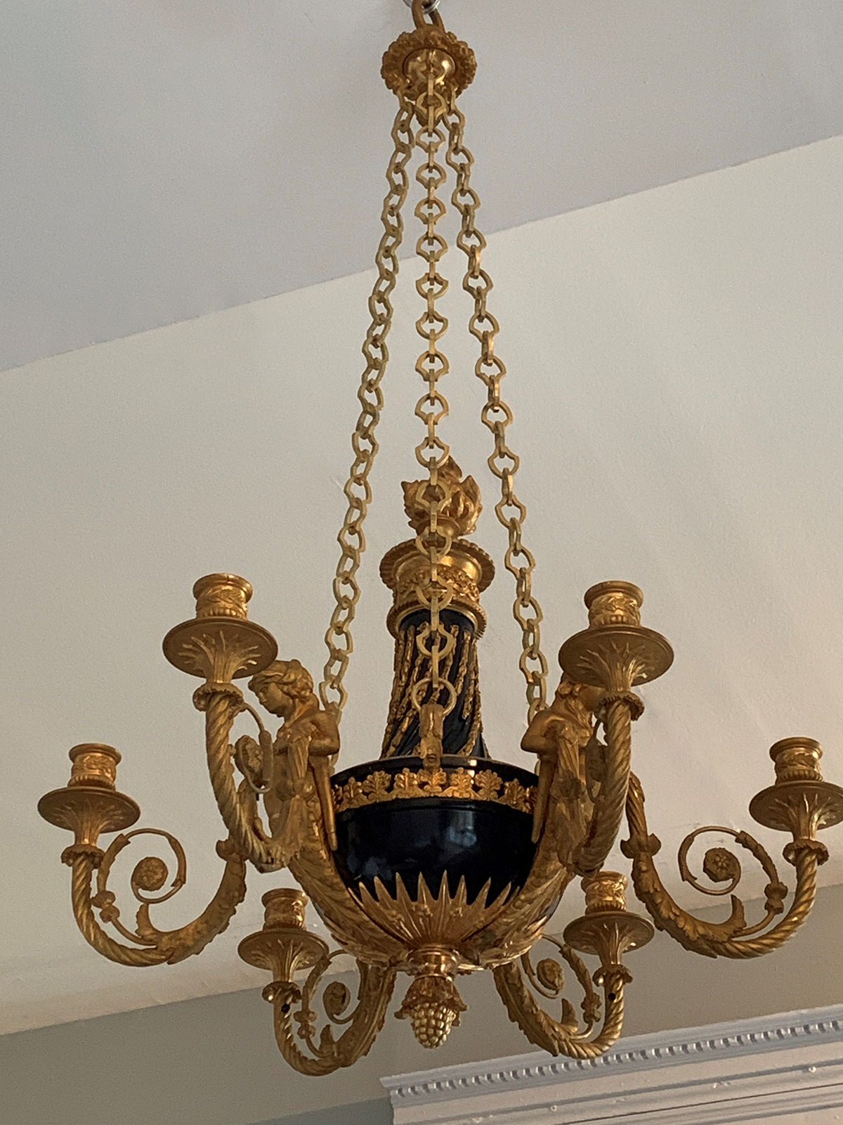 French, Empire style, gilt bronze chandelier