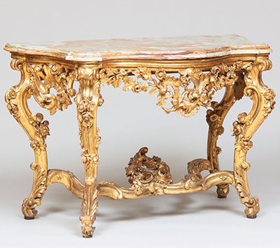 Italian Rococo carved giltwood console table