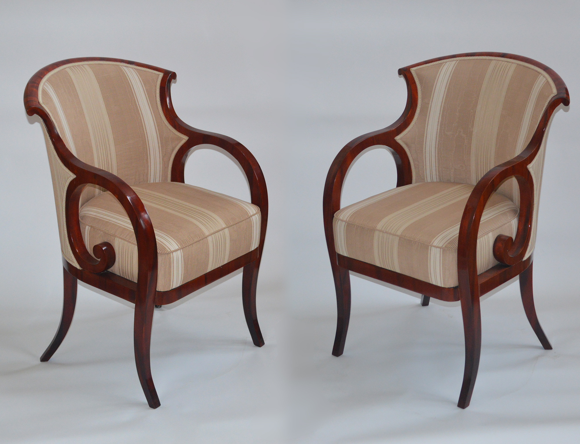 Pair of Neoclassical period, Biedermeier fauteuils