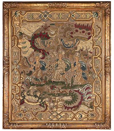 French, Baroque Period embroidered needlework panel
