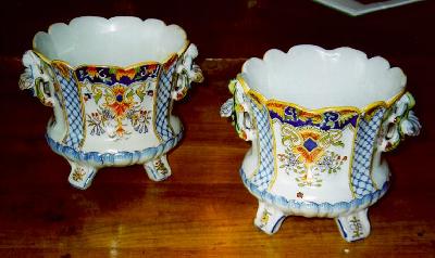French faience cache pots