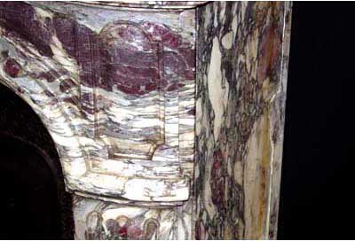 French, Louis XV-Louis XVI Transition, marble fireplace mantel and complementing cast iron surround