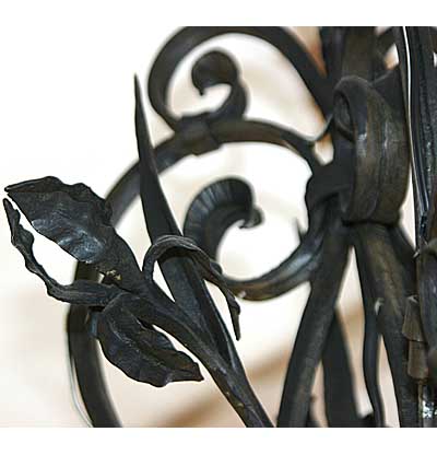 French, Louis XV style, hand-forged iron chandelier