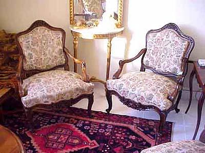 Pair of French, Louis XV style armchairs