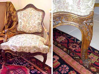 Pair of French, Louis XV style armchairs