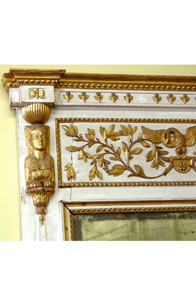 Italian, Neoclassical (Retour d'Egypt), carved and painted giltwood mirror