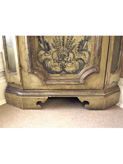 Pair of Italian, painted corner cabinets