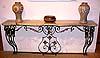Large, French, forged iron console table