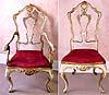 Set of six, Rococco style, painted Venetian dining chairs