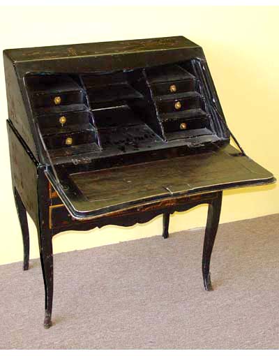 Louis XV style, chinoiserie secretary ('dos d'ane')
