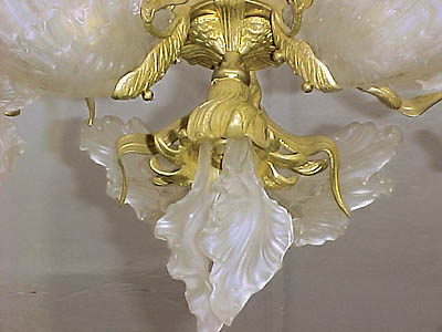 French, Art Nouveau, bronze d'ore chandelier