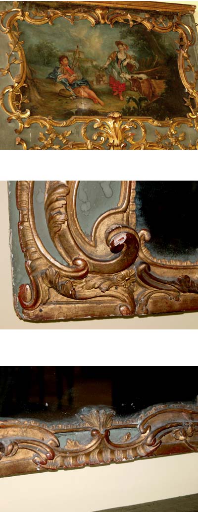 Louis XV, gilded and painted period trumeau