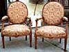 Pair of Louis XVI period, oval back armchairs