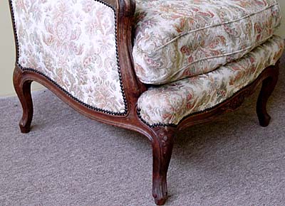 Pair of large, Louis XV style, wingback chairs