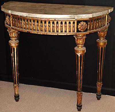Northern Italian, Louis XVI period, painted and gilded console