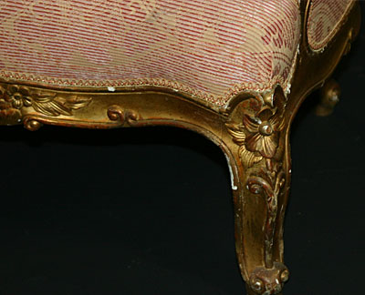French, Louis XV style, carved giltwood chaise longue (meridian)