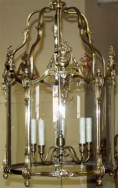 French, Louis XVI style, bronze d'ore lantern