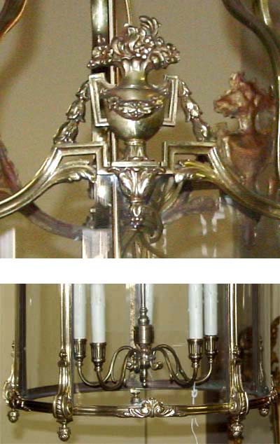 French, Louis XVI style, bronze d'ore lantern