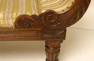 William IV period, carved mahogany recamier