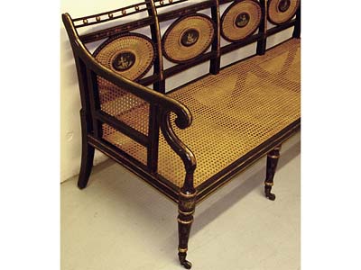 Late George III painted and parcel-gilt decorated settee