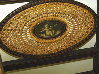 Late George III painted and parcel-gilt decorated settee