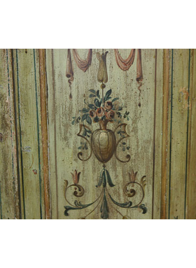 Pair of Italian, Neoclassical, painted corner cabinets