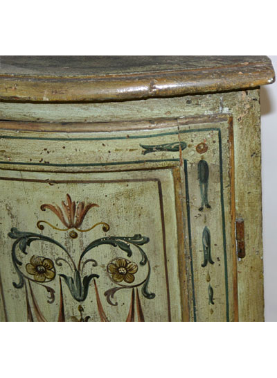 Pair of Italian, Neoclassical, painted corner cabinets