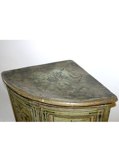 Pair of Italian, Neoclassical, painted corner cabinets