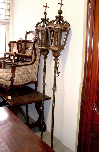 Pair of Venetian, Neoclassical Gondola lanterns