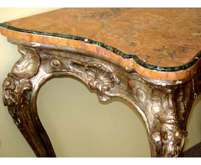 Northern Italian, Rococo period, silver leaf console table