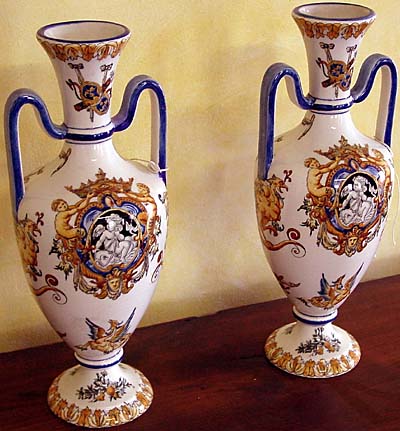 Pair of French faience vases