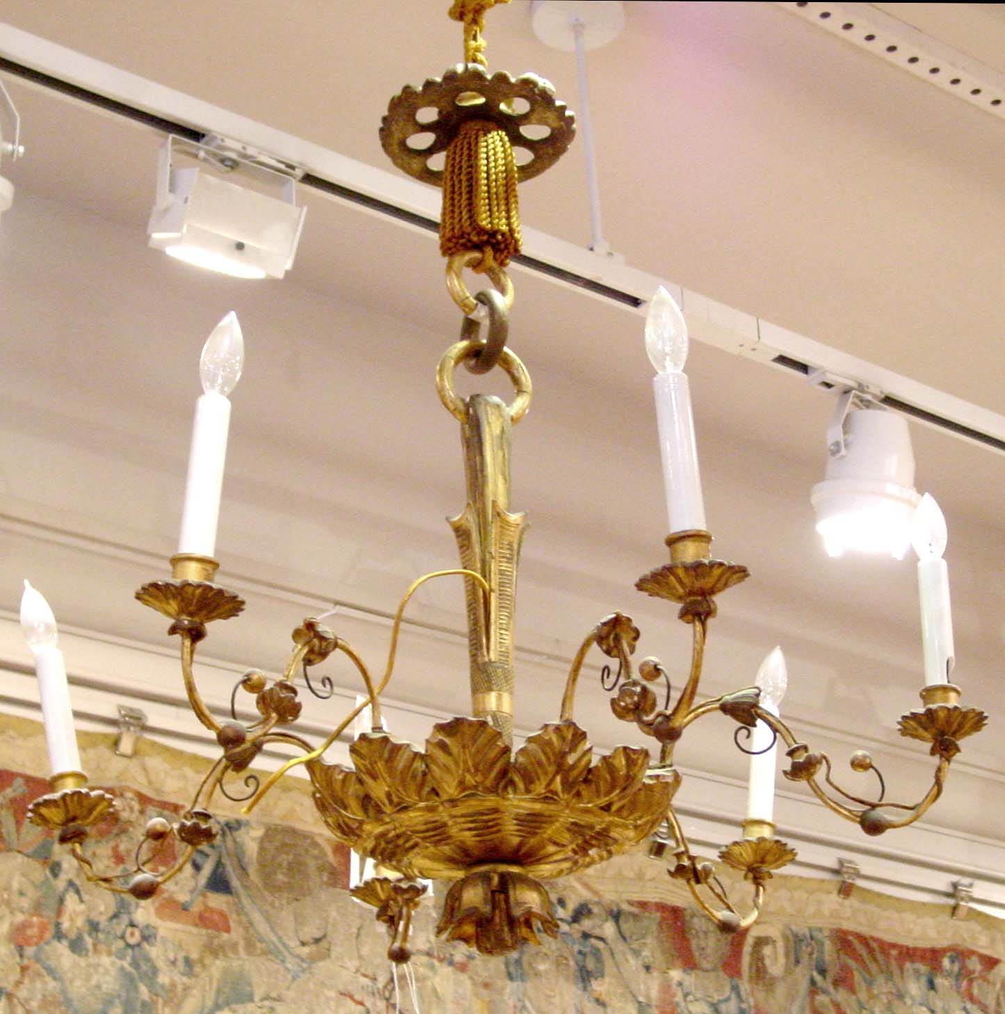 Viennese, Biedermeier period, giltwood, six-light chandelier