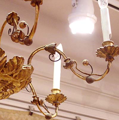 Viennese, Biedermeier period, giltwood, six-light chandelier
