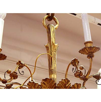 Viennese, Biedermeier period, giltwood, six-light chandelier