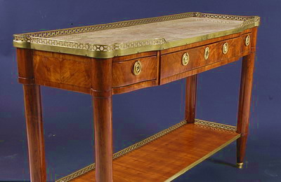 Louis XVI period, brass mounted, walnut and kingwood console desserte