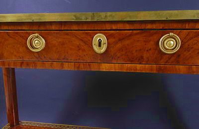 Louis XVI period, brass mounted, walnut and kingwood console desserte