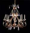 French, Green and gilt tole and cut glass, eight light chandelier