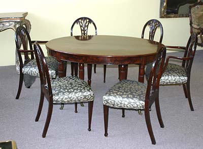 Set of eight, English, George III, dining chairs