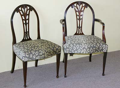 Set of eight, English, George III, dining chairs
